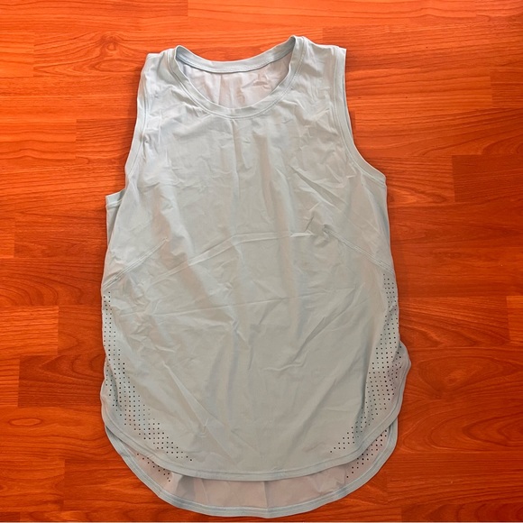 Lululemon High Neck Split Hem Run Tank Icing Blue - Picture 2 of 6